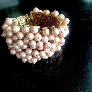 JCrew Pink Beaded Cuff Bracelet